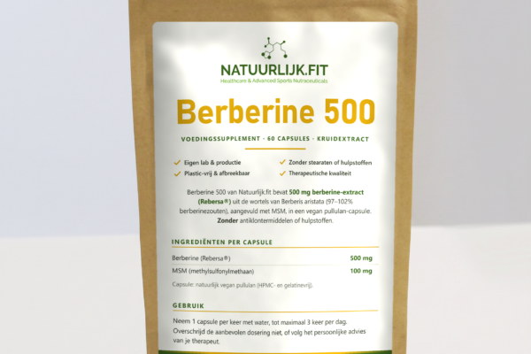 Berberine 500mg 60 capsules in composteerbare kraft stazak