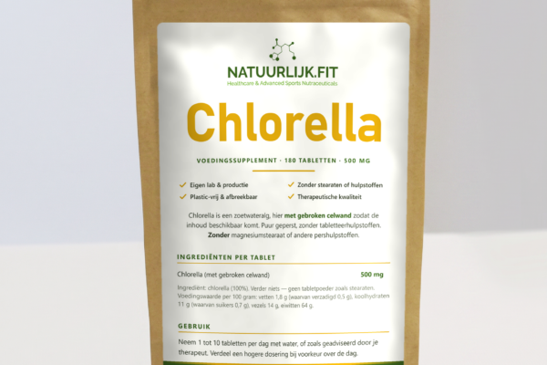 Chlorella 180 Tabletten in composteerbare kraft stazak