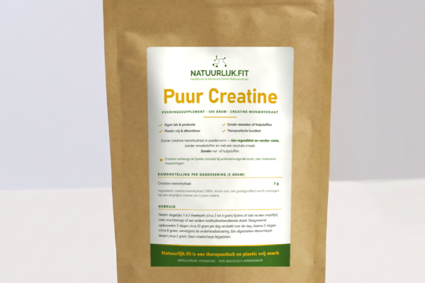 Creatine Puur 500 gram in composteerbare kraft stazak