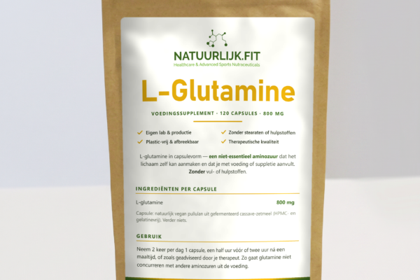L-Glutamine capsules 800mg in composteerbare kraft stazak