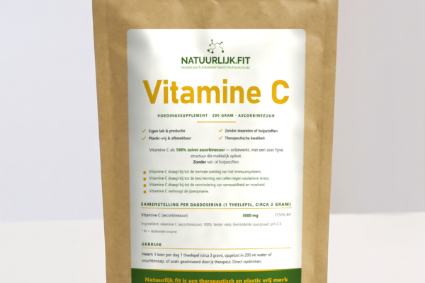 Vitamine C poeder Ascorbinezuur in composteerbare kraft stazak