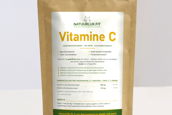 Vitamine C poeder calciumascorbaat in composteerbare kraft stazak